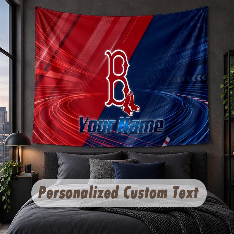 Custom Name Text Tapestry,Boston Red Sox Decorative Wall Hanging, Background Tapestry For Home Bedroom