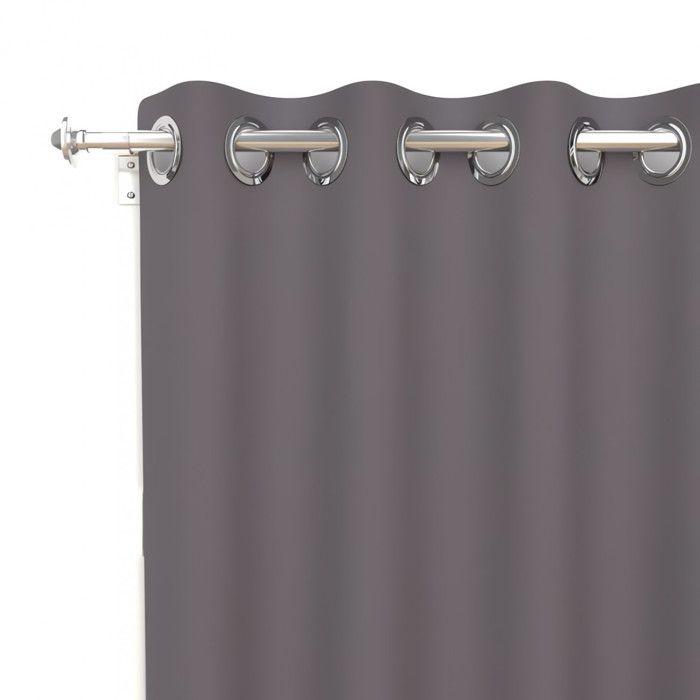Plain, Wrinkle-free Eyelet Curtain 135x180 Cm ALIX Anthracite, by Soleil D'ocre