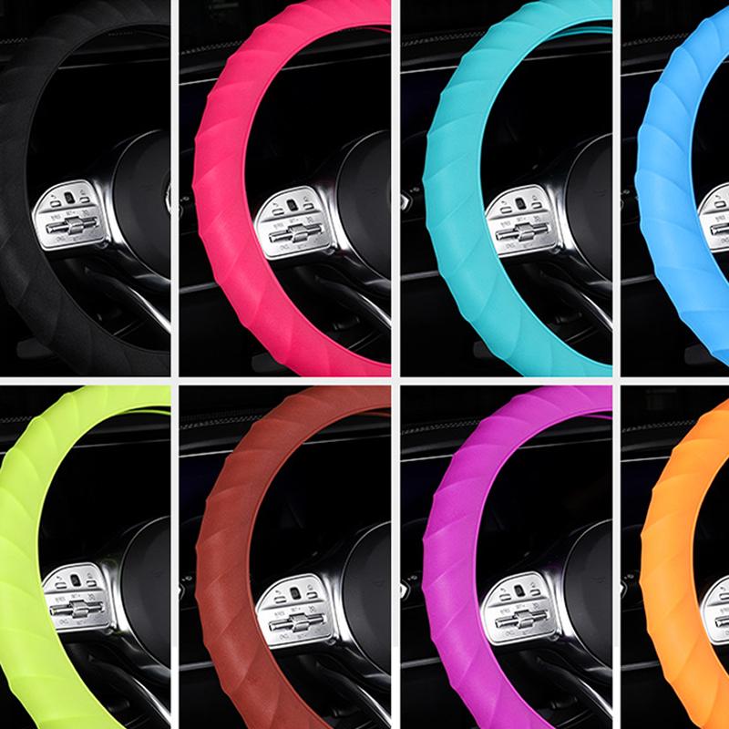 Автомобильный многоцветный универсальный кожаный мягкий силиконовый чехол на руль, авто силиконовая перчатка на руль, мягкий чехол для автомобиля