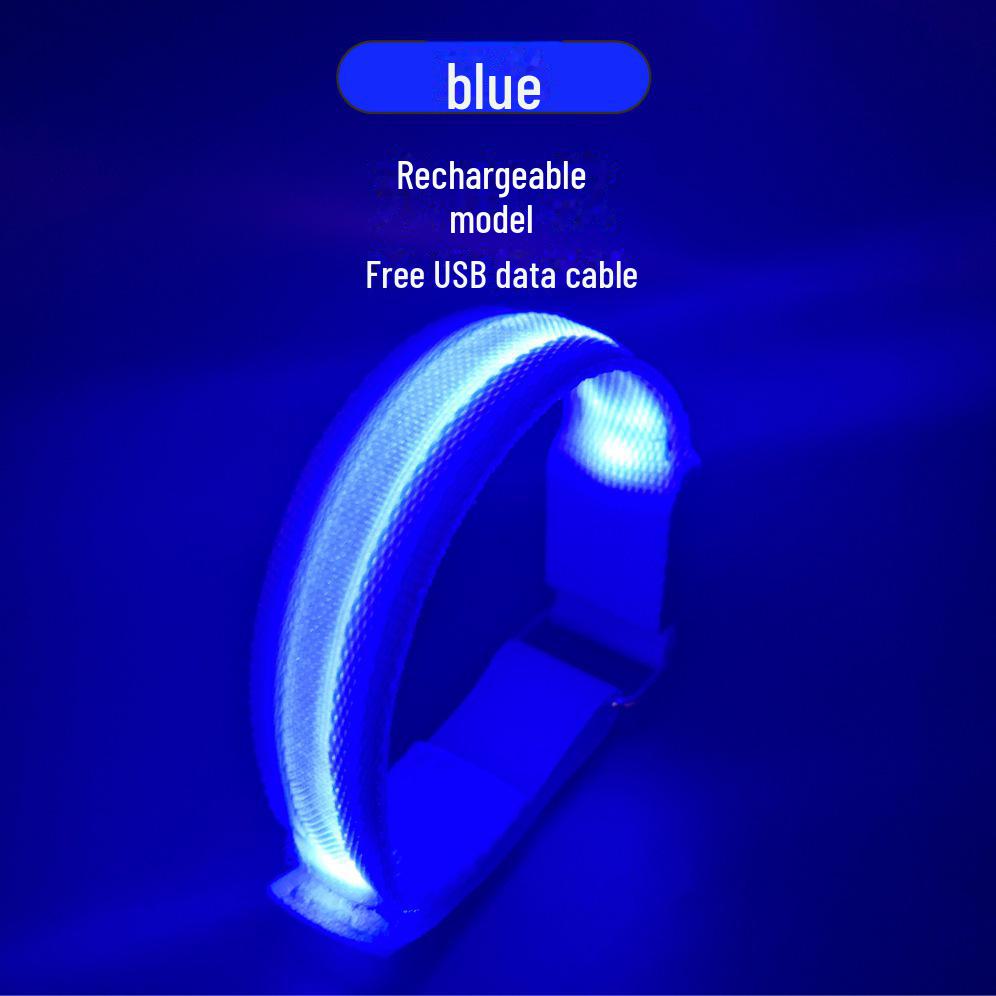 Светодиодная светоотражающая повязка на руку: Спортивный браслет с зарядкой через USB для бега в ночное время, езды на велосипеде, сигнальный фонарь с сетчатым дизайном.