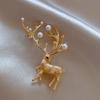 Temperament Pearl Rhinestone Big Horn Fawn Brooch Fashion Elegant Personality Wild Corsage Accessories