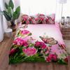 3-Piece Luxurious Pink Rose Butterfly Digital Print Duvet Cover Set - Ultra Soft, Comfortable, and Vibrant Design for Bedroom