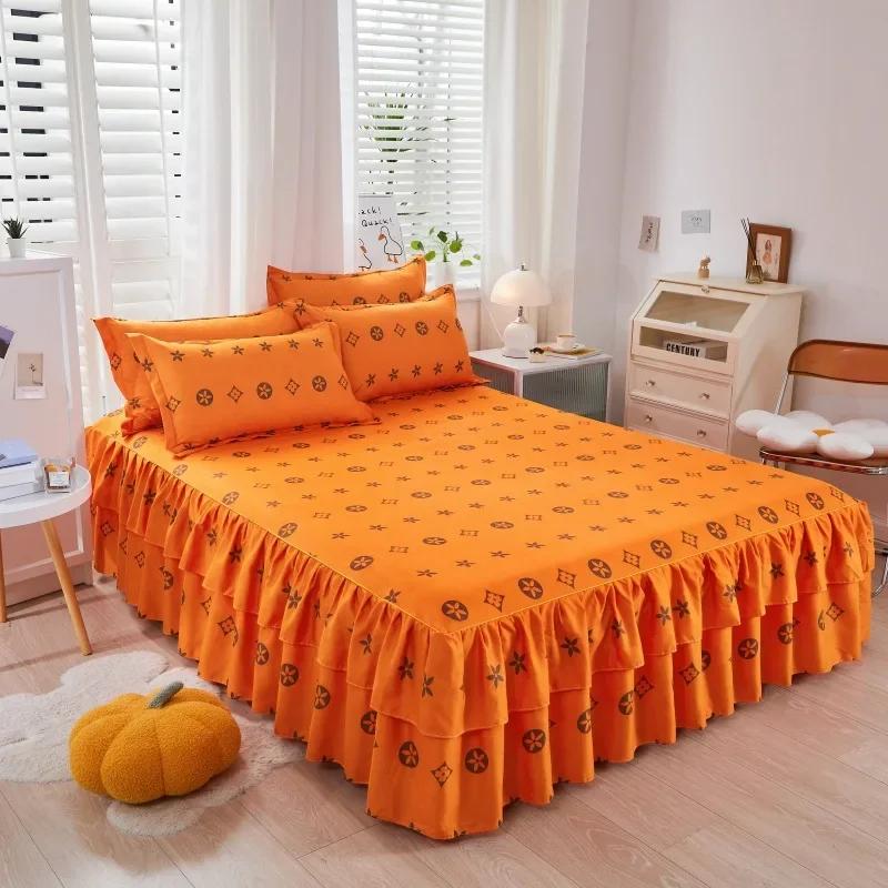 Покрывало для кровати в пасторальном стиле colchas de cama matrimonial Двойная кружевная юбка для кровати King Bedsheets Skirts (наволочку нужно заказать)