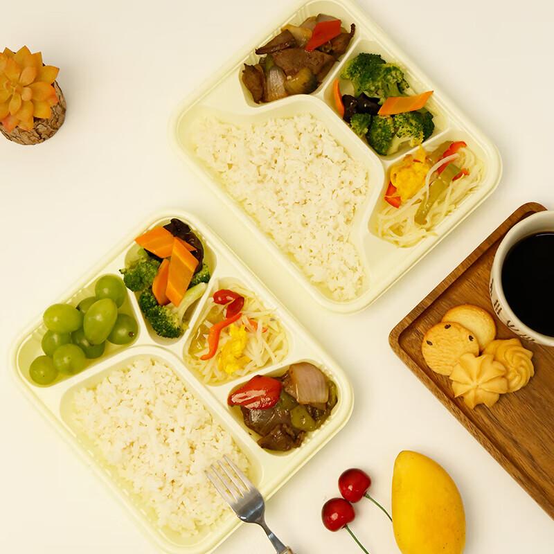 Disposable Rectangular 4-Compartment Lunch Box with Lid