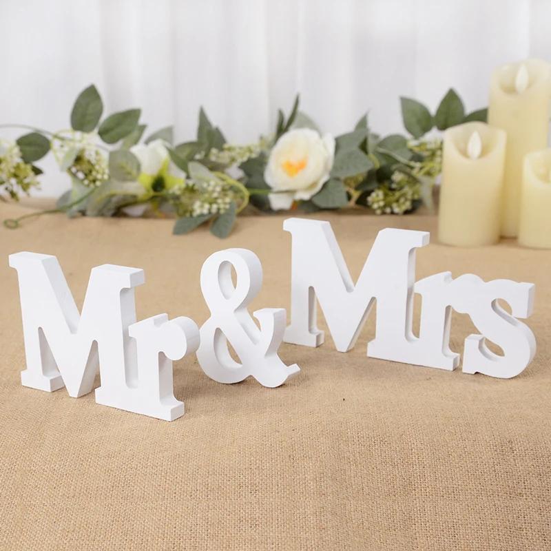 3 шт./ комплект, деревянные белые буквы Mr & Mrs, декор стола, романтическая пара, свадебная вечеринка, украшение ко Дню святого Валентина
