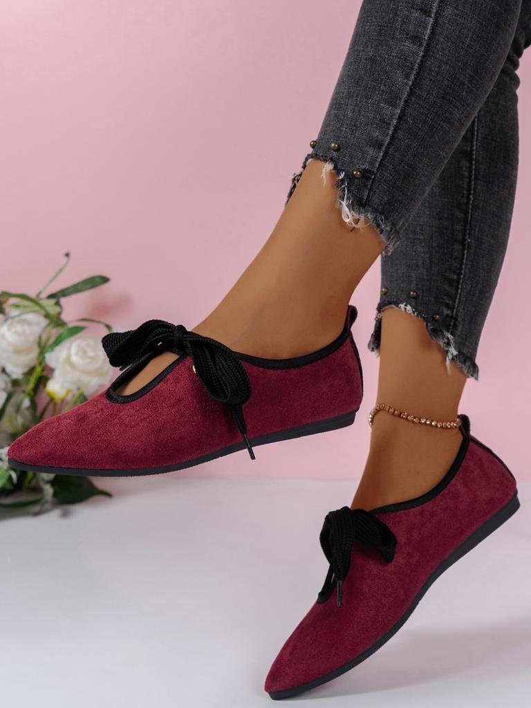 Fashion 2024 Women's Shoes Autumn Pointed Ballet Women Flats Casual Soft Bottom Flat Shoes Female Shallow Elegant Lace-up Shoes