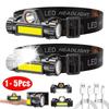 1-5 шт. Перезаряжаемый COB LED налобный фонарь Сильный магнит Мощный налобный фонарь Сверхяркий Водонепроницаемый Налобный фонарь Для рыбалки на открытом воздухе