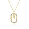  Sterling Color Gold Tone 26 Letters Z Alphabet Initial Long Chain Necklaces Ovals High End Jewelry Crystal Stone Cubic Zircon ChokerLuxury