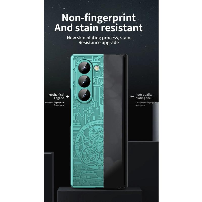 Гальванизированный пластиковый чехол для телефона Samsung Galaxy Z Fold 6 5 4 3 Fold6 Fold5 Fold4 Fold3 5G Hard Shell Hinge Protection Cover