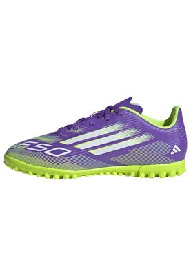 Adidas Обувь для футзала Юниор F50 Club TF Мальчики Девочки Унисекс Детская NIL94 Фиолетовый Лимонный см 17-24.5см Rush/Footwear White/Lucid (JI0039) 22,5