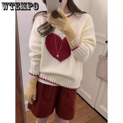 Женский пуловер контрастного цвета с круглым вырезом, свободный вязаный верх для верхней одежды