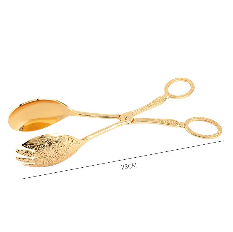 Металлическая ложка из цинкового сплава, зажим для салата, изысканный зажим для самообслуживания на вечеринке, поднос для торта, дня рождения, столовых приборов, зажим для многофункциональной посуды