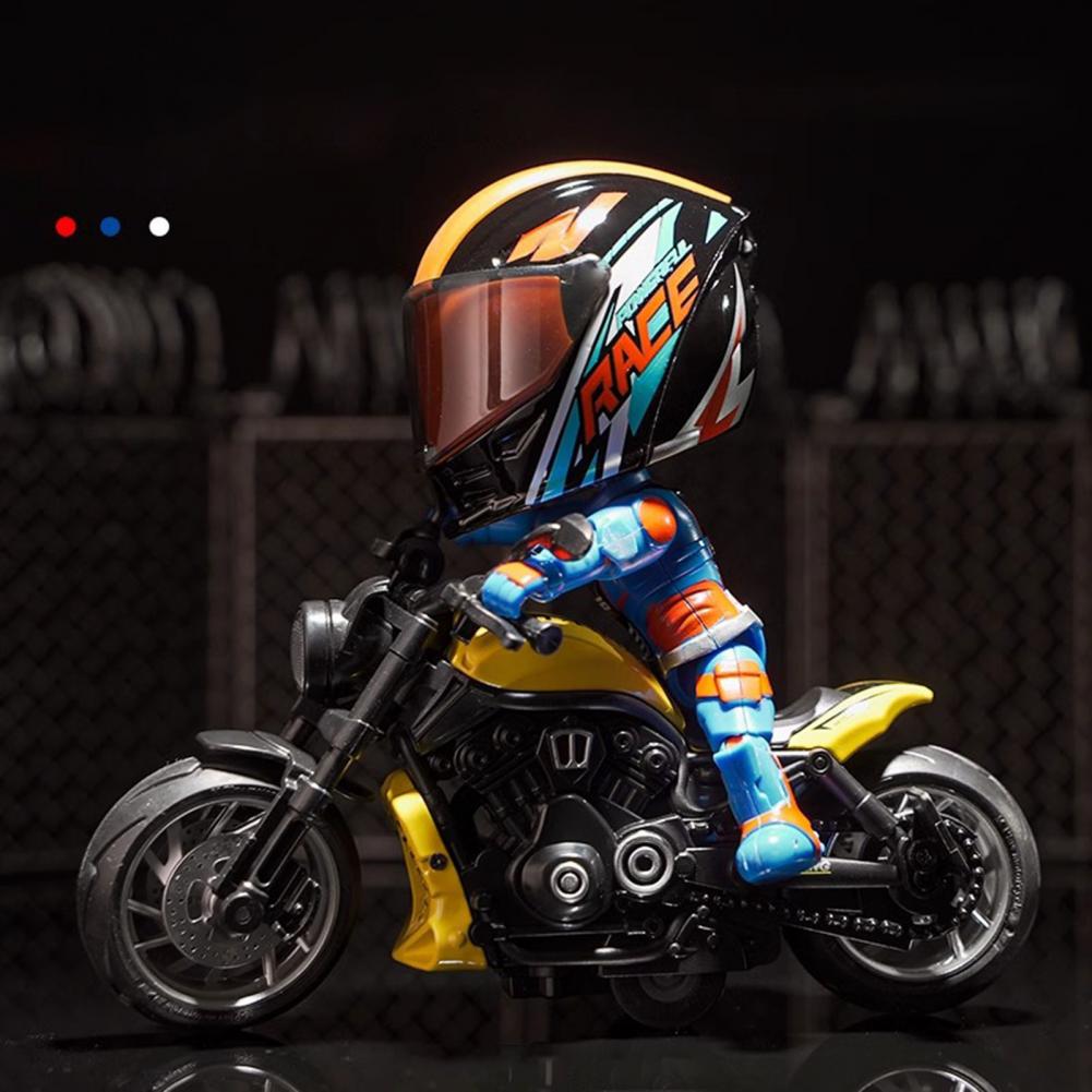 Desktop Rider Ornament Deformable Rider Figurine Deformable Helmet Racing Driver Action Figure with Movable Joints for Desktop