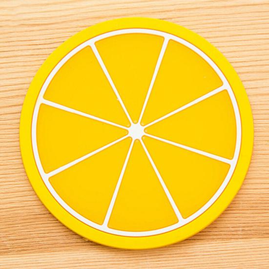 Jelly Color Fruit Shape Coasters Creative Skid Insulation Silica Gel Cup Mat