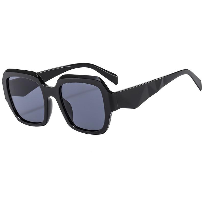 Style Geometric Oversized Sunglasses Uv400 Black Frame Round Glasses Travel For
