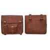 2 Pcs Brown Real Goat Leather Panniers Side Bags Handmade Motorcycle Saddlebags