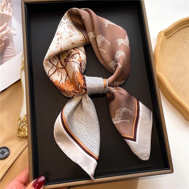 Silk Scarf For Women Luxury Hijab Hair Bands Square Neckerchief Female Satin Shawl Ribbon Headband Fashion Wraps Bandana