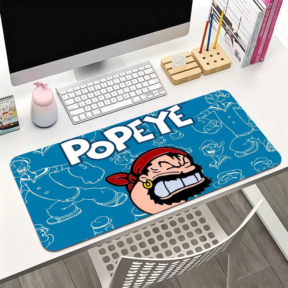 Cartoon P-Popeye spinach Power Mouse Pad Square Office Gaming Desk Mat Waterproof Non-Slip Rubber Decorative