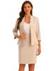 Женский деловой костюм-двойка Allegra K, блейзер с лацканами и юбка-карандаш, бежевый, размер M