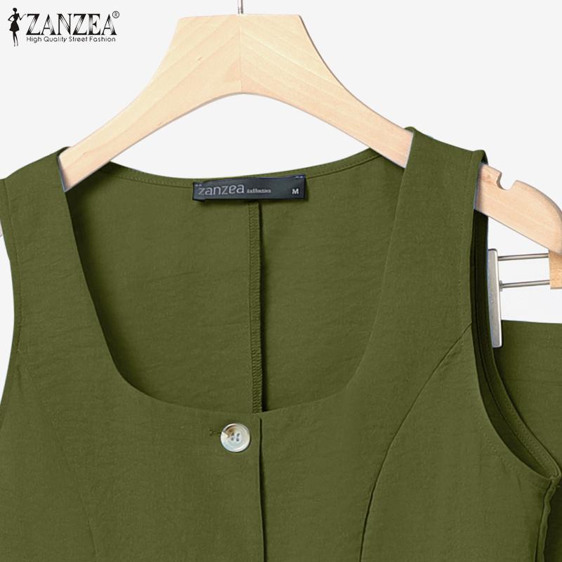 ZANZEA Women Sleeveless Tank Tops and Pants Summer Two Piece Suit Sets