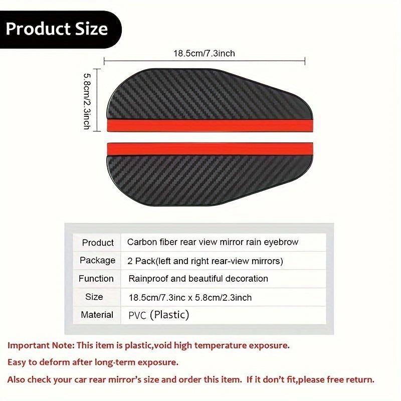 2pcs Car Rearview Mirror Rain Shield, Rain Eyebrow, Thickened Carbon Fiber Texture Rearview Mirror Rain Shield