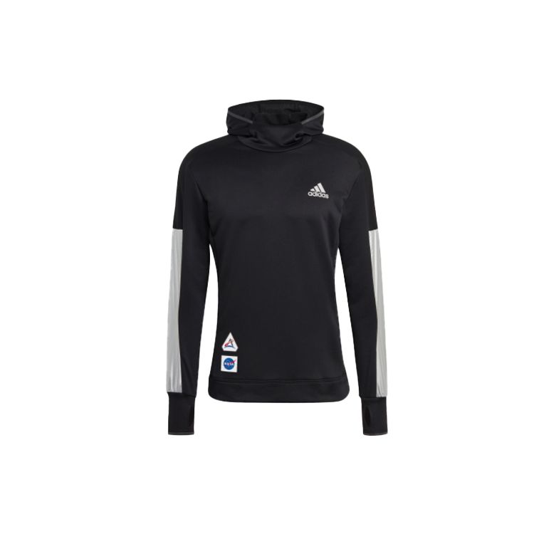 Adidas Running Series Space Splicing Design Pullover Hoodie Men Sports Tops Black GK6996