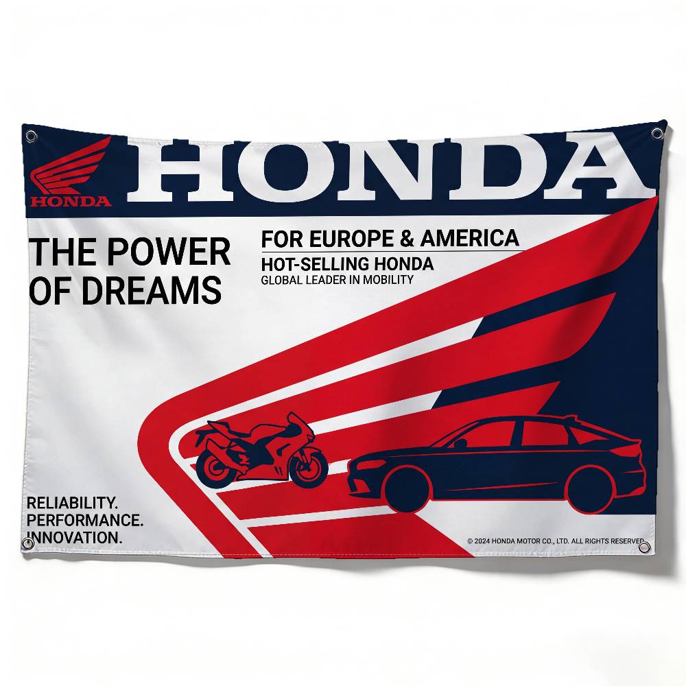 ZLQ4 FOR HONDA RACING Flag 120g Brushed Polyester Sublimation Printing Durable Hanging Flag For Home Decor Event Graduation Gift