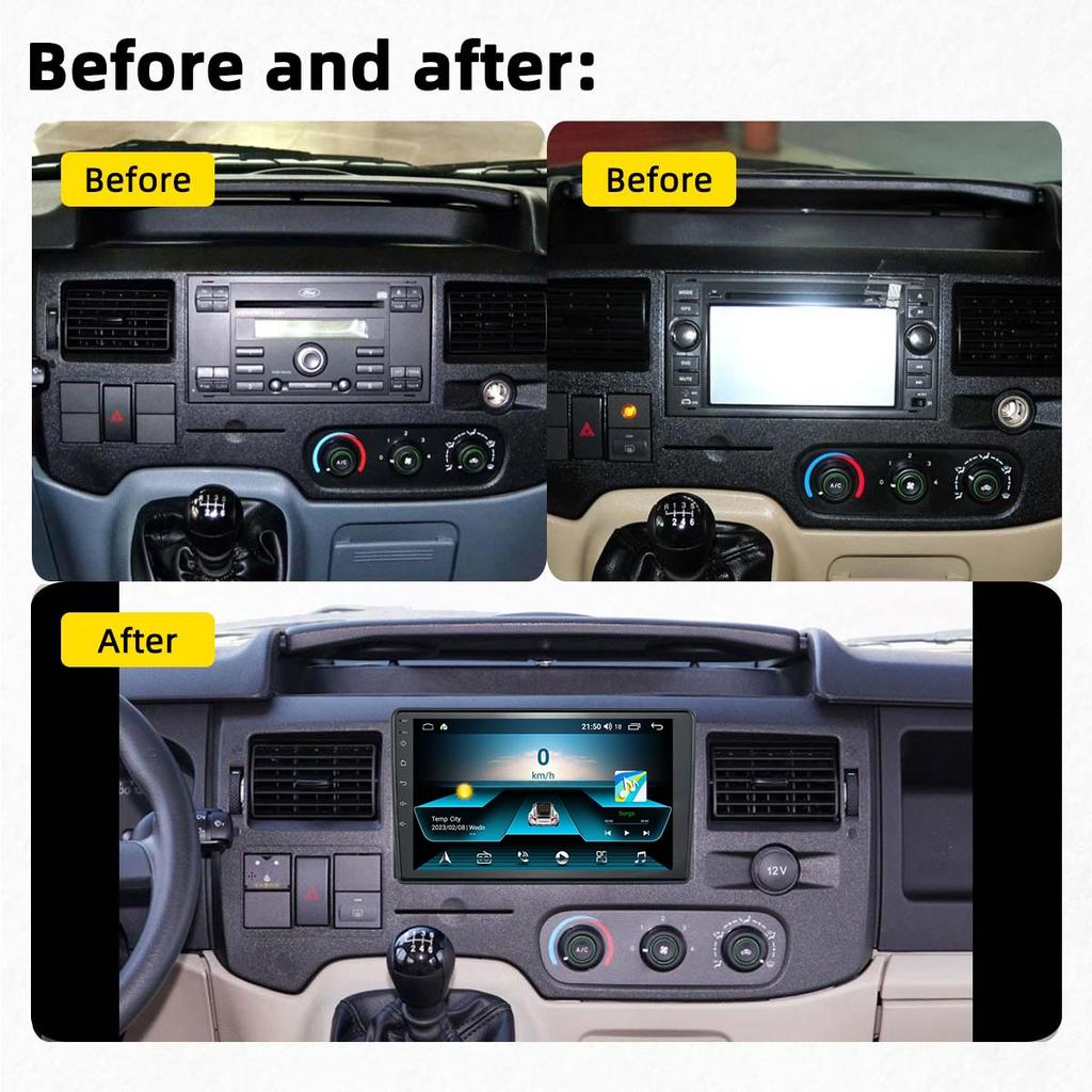 2 Din Android Radio Car GPS Navigation for Ford New Transit 2009-2019 Head Unit Autoradio Multimedia Player Stereo Audio Auto