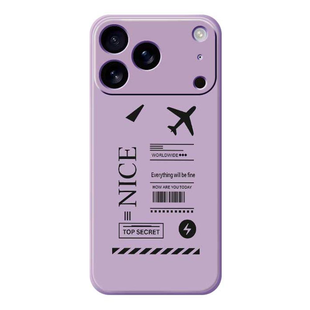 For iPhone 17 Pro Case Boarding Ticket Pattern Printing Straight Edge TPU Phone Back Cover