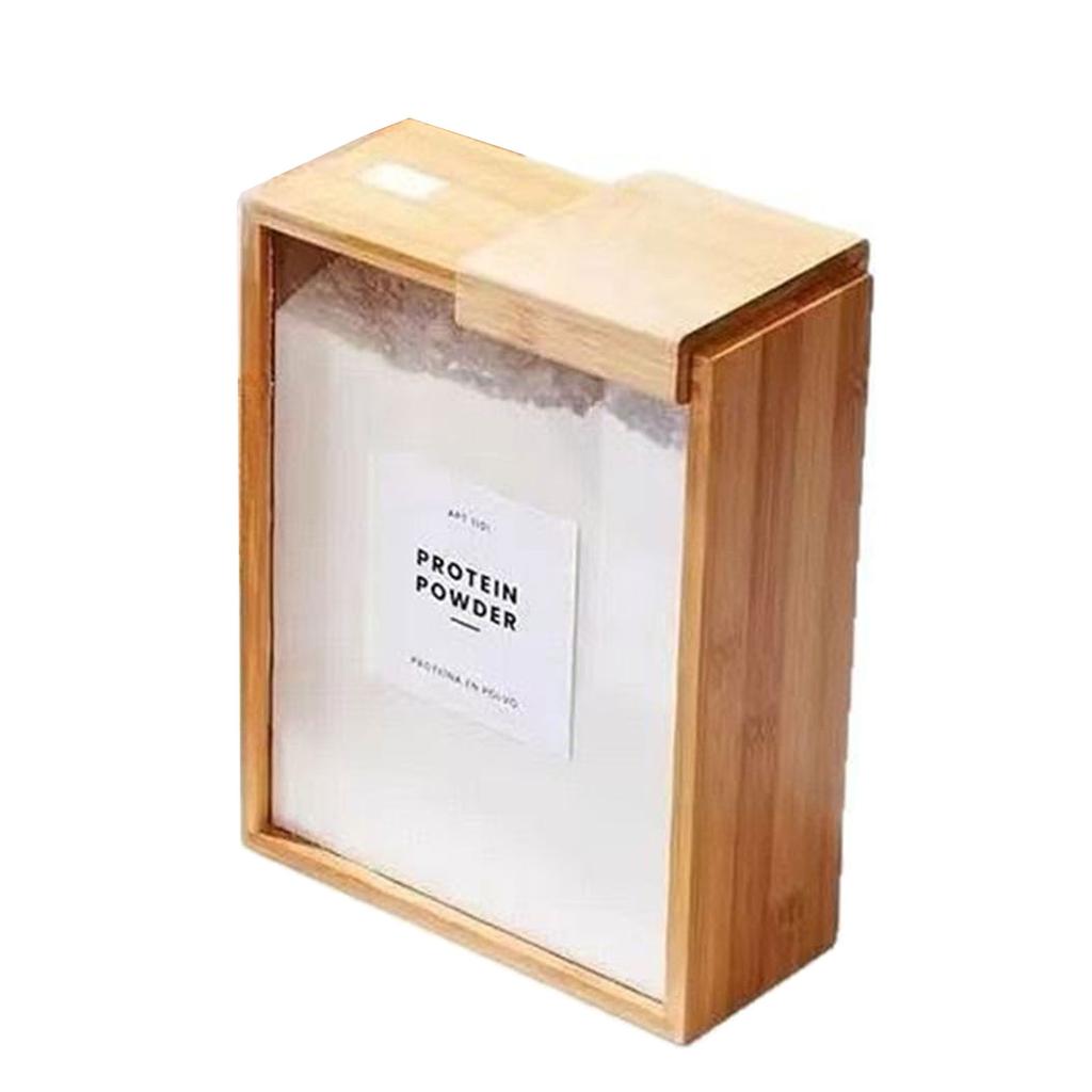 Многофункциональный бамбуковый диспенсер для продуктов, кухонный органайзер для хранения хлопьев и продуктов в кладовой, с конструкцией скользящей крышки