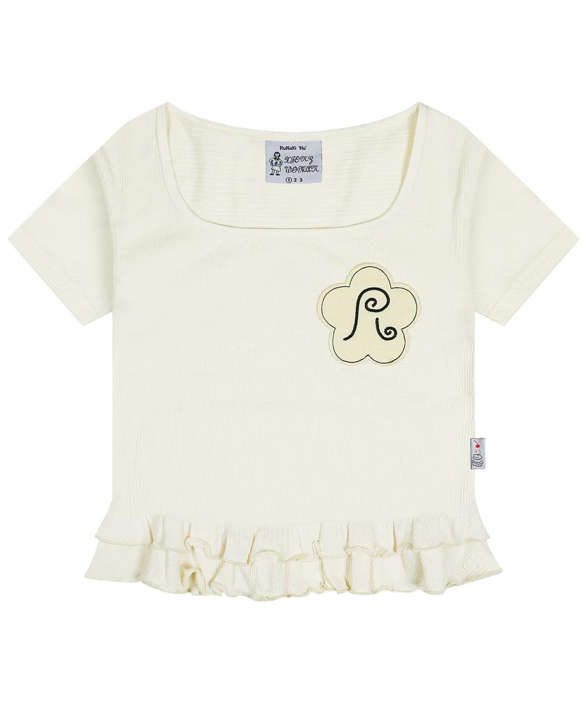 RuNaKi'Hu' Wxt047 Frill Layered Square Neck Short Sleeve (Ivory)