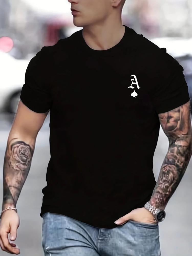 Unisexs Summer 100 Cotton Fashionable Casual Loose Classic Poker Card Aline Printed Sports Round Neck Short Sleeved Tshirt Top