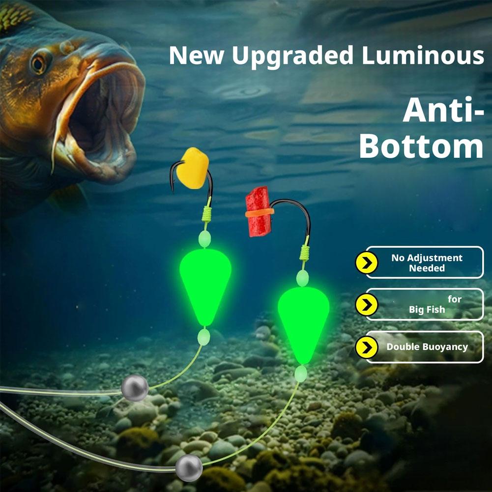 1 PCS Luminous Reverse Off Bottom Double Hook Line Set Reverse Fishing Hook Subline Teaser Fishing European Carp Inverted Rig