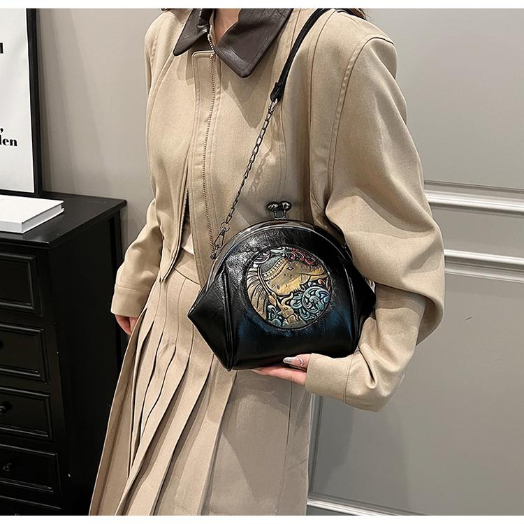 Ретро маленькая сумка-мессенджер на цепочке для женщин, сумки через плечо, модная сумка-сатчел, сумка-ракушка