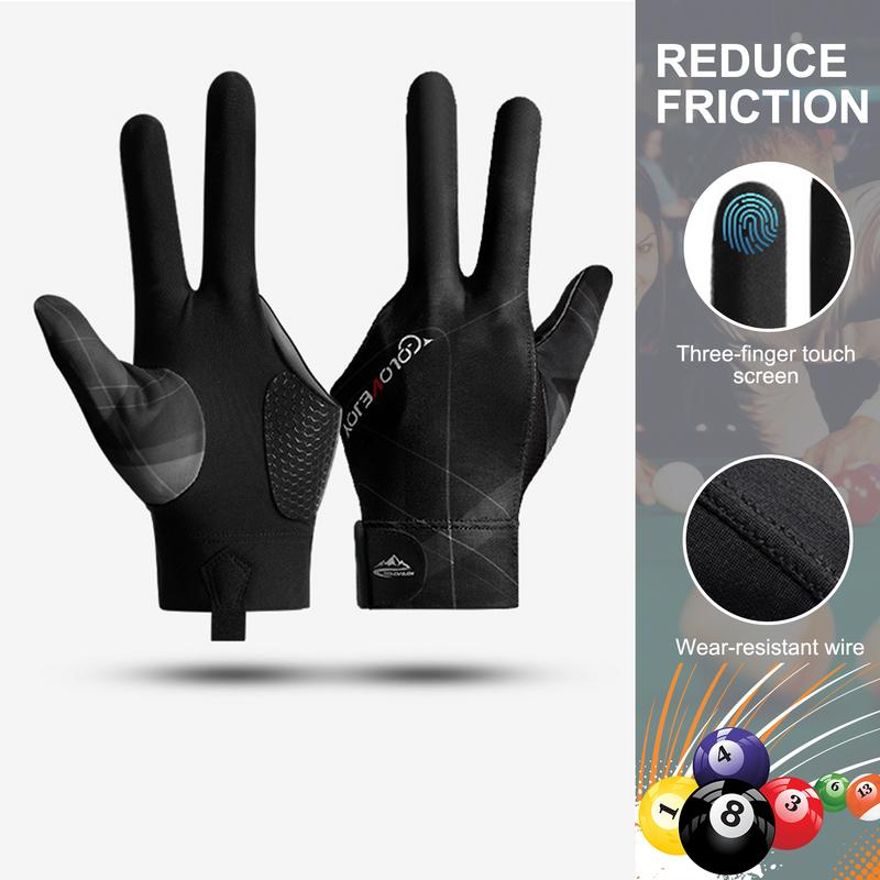 Перчатки для снукера, бильярдные перчатки, левая и правая рука, три пальца, гладкие бильярдные аксессуары Guanti, перчатки без пальцев, 1 шт.