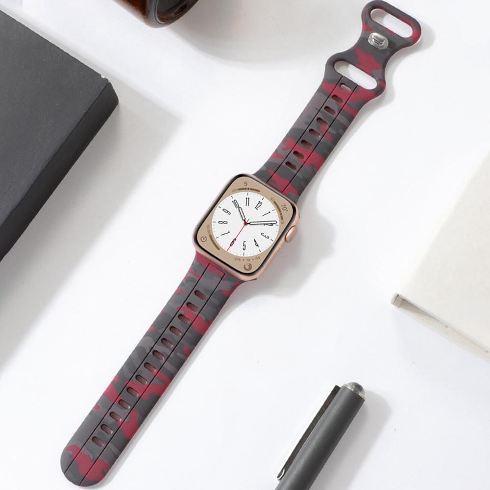 Для ремешка Apple Watch Ultra 8 SE 7 6 5 Силиконовый ремешок iWatch 49мм 40мм 45мм 41мм 42мм Камуфляжный узор Наручный ремешок Браслет