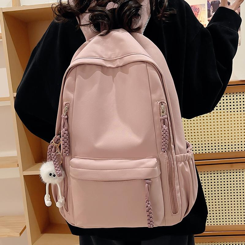 Сплошной цвет, студенческий рюкзак большой емкости, школьный рюкзак для младших и старших классов, женская школьная сумка