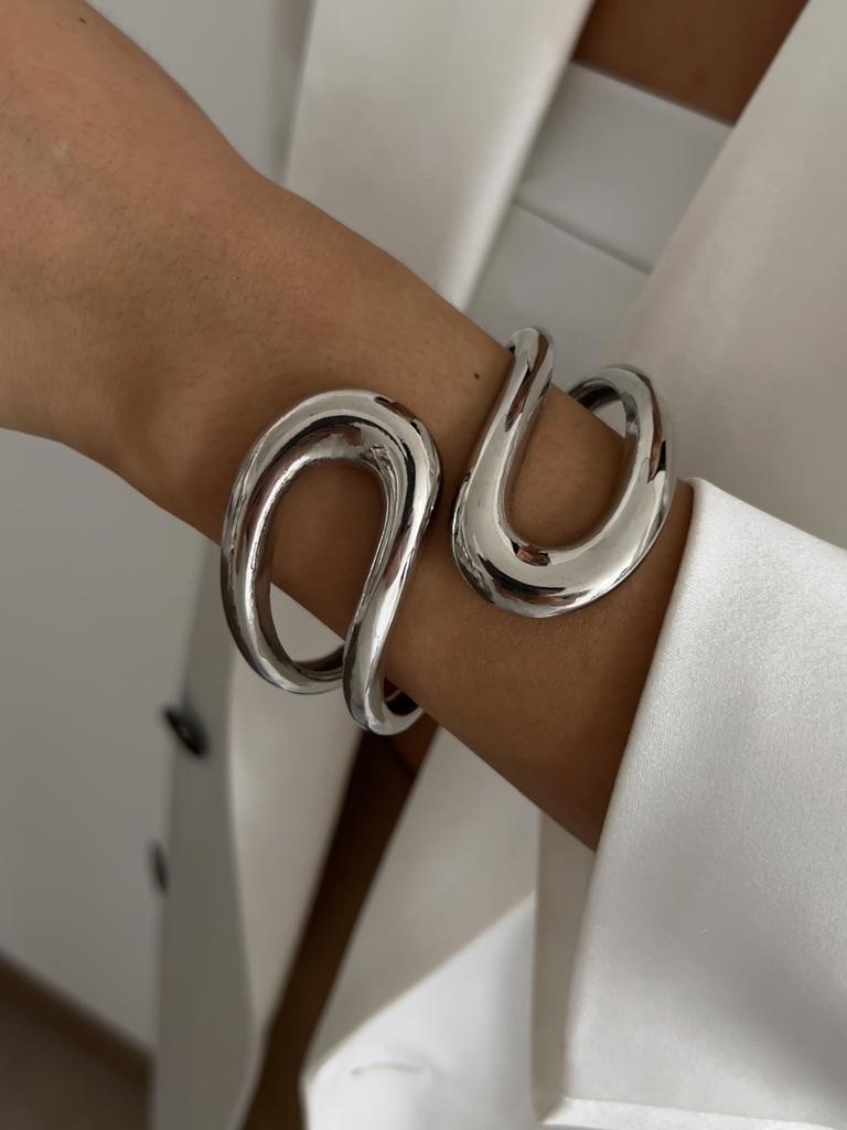 Ingemark Punk Vintage Geometric Heavy Metal Spring Bangles for Women Hip Hop Gold Color Open Cuff Bracelets Couple Men Jewelry