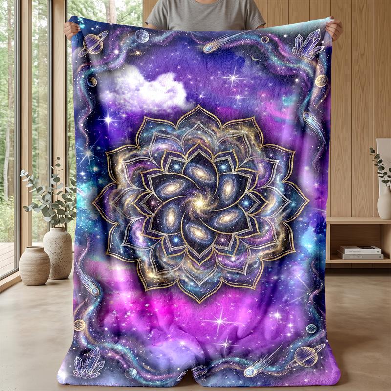 Galaxy Flower Art Theme blanket Lightweight Warm Flannel Blanket Decorative Throw Blanket for Home Decoration