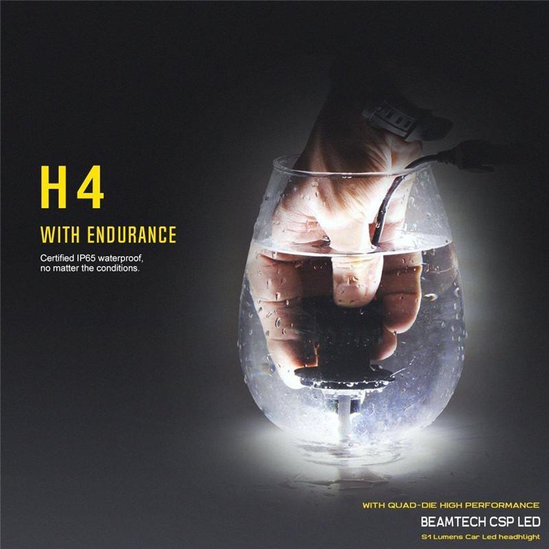 H4 LED Headlight Bulb, 50W 6500K 8000Lumens Extremely Brigh (9003 Hi/Lo) CSP Chips Conversion Kit