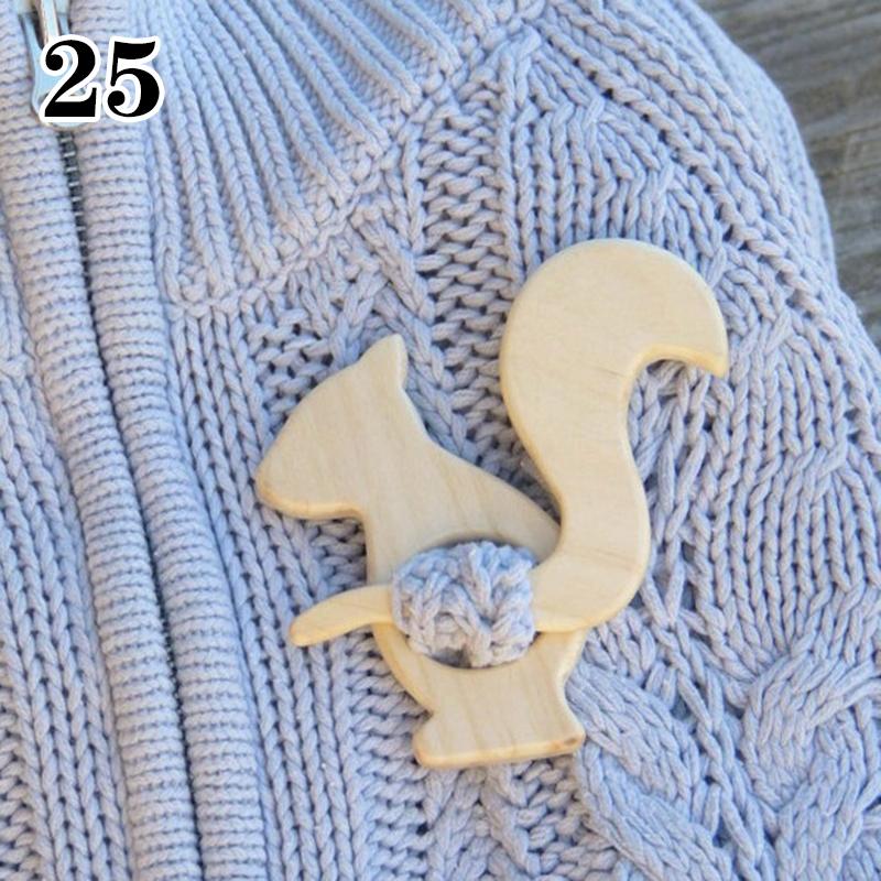 25 стилей, застежка, заколка для шали, брошь, булавка с деревянным рисунком животного, сделай сам, забавное милое ремесло