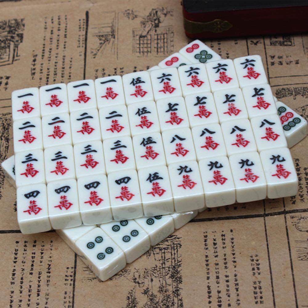 Chinese Numbered Mahjong Set 144 Tiles Mah-Jong Set Portable Chinese Toy With Box Fiber Board Mahjong Board Game For Fun Camping