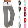 Women's Drawstring Elastic Waistband Wide Leg Color Matching Casual Pants