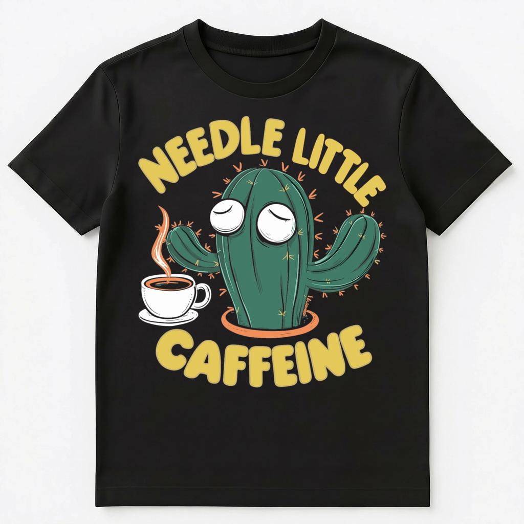 Funny Cactus Coffee Lover Pun Needle Little Caffeine Unisex T-Shirt