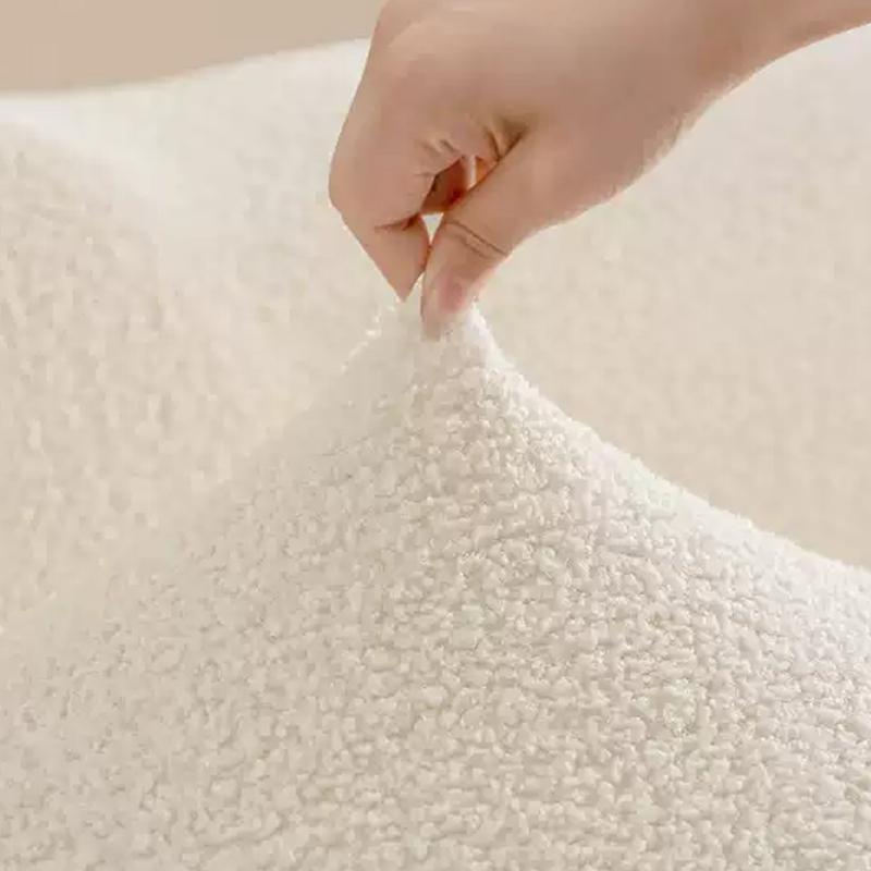 Teddy Fleece Stretch Armchair Slipcover for Wingback and Arc Dining Chairs Furniture Dust Protector Home Decor