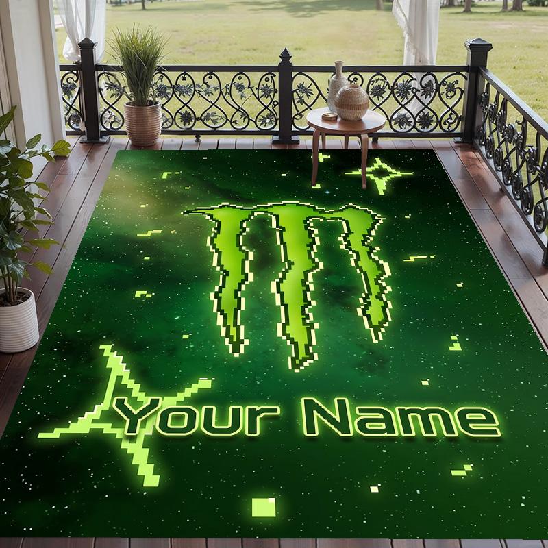 Custom Text Printed Rug Monster Energy Non Slip Floor Carpet For Home Room Decor