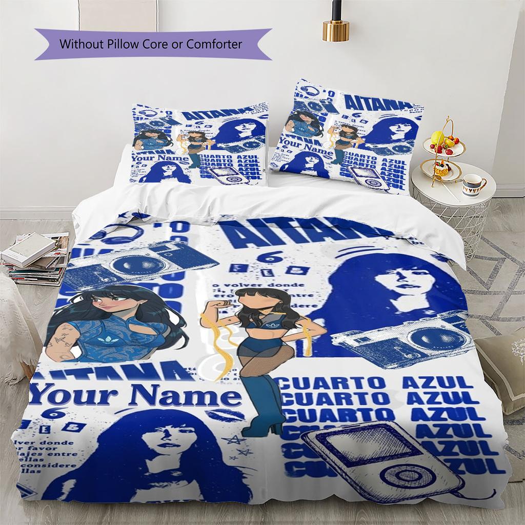 Aitana Custom Name Pattern Bedding,Quilt Set Quilt Cover Pillowcase Home Birthday Gift(1 * duvet cover + 2 * pillowcase, without core)