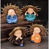 Set of 4 Baby Hat Monk Buddha Idols Showpiece for Car Dashboard/Home Décor Decoration & Gifting Purpose
