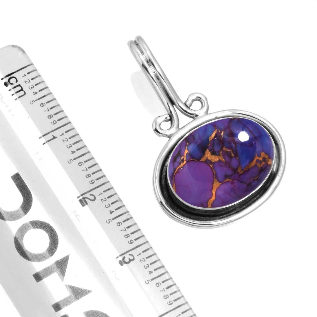 925 Sterling Silver Pendant Women Gemstone Handmade Jewelry Anniversary Gift Blue Green Purple Copper Turquoise Pearl Lapis Mother Of Pearl Boho