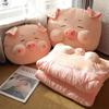 Quilt Velvet Warmer Pink Pig Foldable 2In1 Pillow Blanket Home Car Travel Sofa Bed Students Office Nap Cute Kids Cushion Blanket